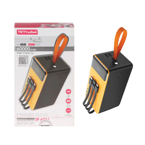 پاوربانک فست شارژ TSCO 60000mAh مدل TP 6001 22.5W